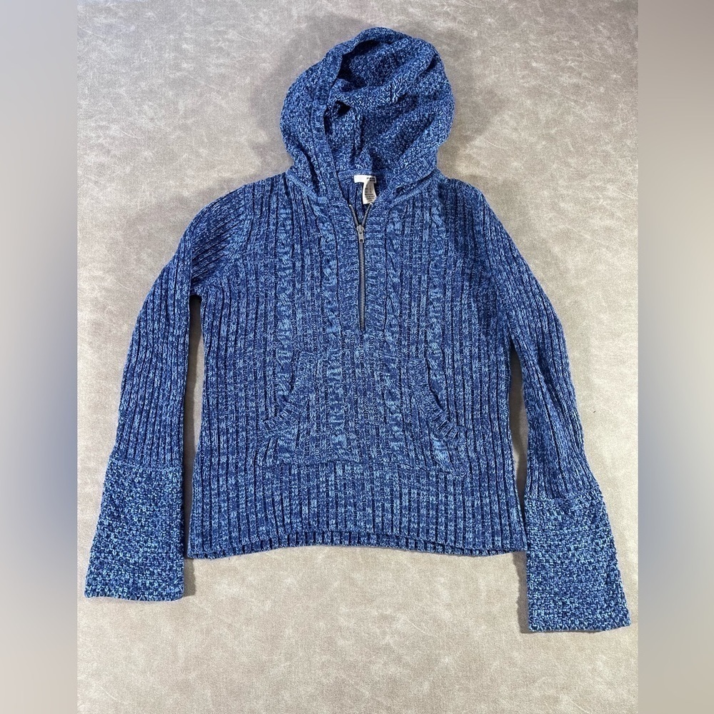 DKNY Petite Jacket Quart Zip Hoodie Blue Size Large